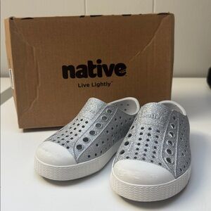 Native Disco Bling Silver Slip-On Jefferson Sneakers